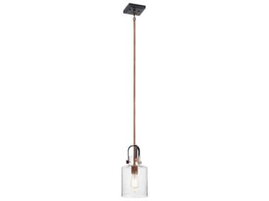 Kichler Kitner 1-Light Antique Copper Glass Cylinder Mini Pendant KIC52035ACO