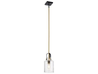 Kichler Kitner 1-Light Natural Brass Glass Cylinder Mini Pendant KIC52035NBR