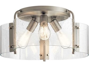 Kichler Thoreau 18" 3-Light Brushed Nickel Glass Drum Semi Flush Mount KIC42955NI