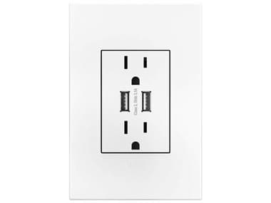 Legrand Outlets White Dual USB Plus-Size Outlet Combo with Matching Wall Plate LGRARTRUSB153W4WP