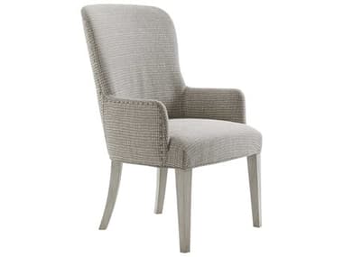 Lexington Oyster Bay Solid Wood Gray Fabric Upholstered Arm Dining Chair LX714883