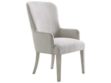 Lexington Oyster Bay Solid Wood Gray Fabric Upholstered Arm Dining Chair LX71488301