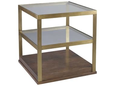 Lillian August Casegoods 25" Square Glass Clear Bronze Matte Rich Brown End Table LNALA1832201