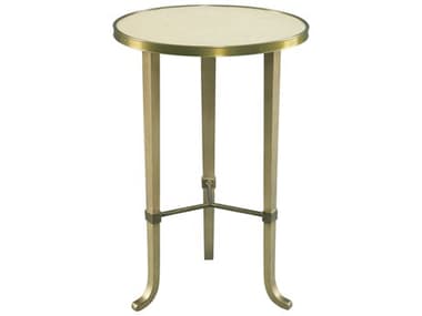 Lillian August Casegoods 16&quot; Round Leather Warm Cream Shagreen Aged Gold Bronze End Table LNALA9932201