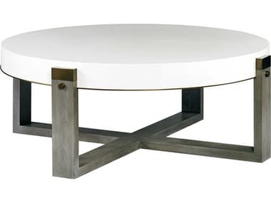Lillian August Modern Living White / Amber Grey Aged Bronze 48'' Wide Round Coffee Table LNALW10310