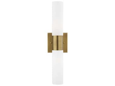 Livex Lighting Aero 4&quot; Tall 2-Light Antique Brass Glass Wall Sconce LV1010201