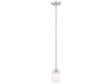 Livex Lighting Manhattan 5" 1-Light Brushed Nickel Glass Cylinder Mini Pendant LV154091