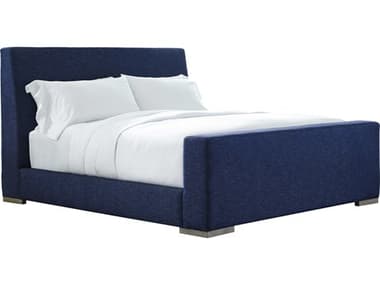 Lillian August Upholstery Naylor Navy Yarmouth Blue Walnut Wood Upholstered King Panel Bed lnaLA15523