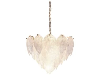 Lucas McKearn Acanthus 20&quot; 7-Light Distressed Gold Glass Tiered Pendant LCKCH908150