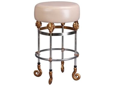 Lucas McKearn Armory Leather Upholstered Putty Chrome Gold Counter Stool LCKSI1052