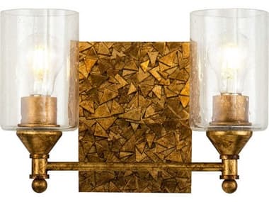 Lucas McKearn Mosaic 13" Wide 2-Light Gold Glass Vanity Light LCKBB1158G2