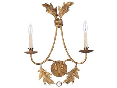 Lucas McKearn Sweet Olive 22" Tall 2-Light Distressed Gold Crystal Wall Sconce LCKSC11592