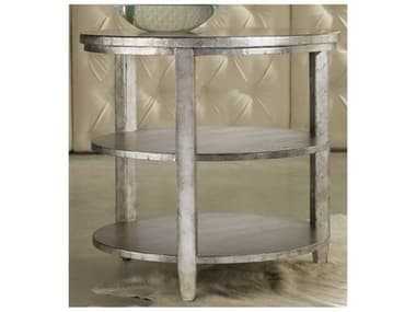 Luxe Designs Round Wood Silver Leaf End Table LXD7394957029