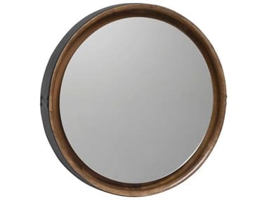Mater Sophie Natural / Black 24'' Wide Round Wall Mirror MTR02803