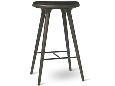 Mater Space Leather Upholstered Sirka Grey Beech Bar Stool MTR01006