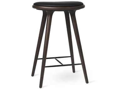 Mater Space Leather Upholstered Dark Stain Beech Counter Stool MTR01004