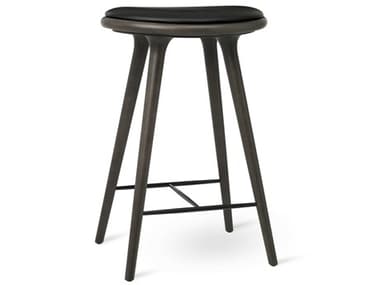 Mater Space Leather Upholstered Sirka Grey Beech Counter Stool MTR01008