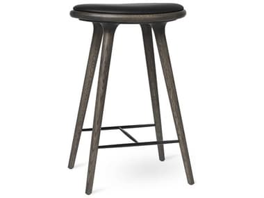 Mater Space Leather Upholstered Oak Wood Sirka Grey Stain Counter Stool MTR01044