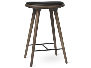 Mater Space Leather Upholstered Dark Stain Oak Counter Stool MTR01054