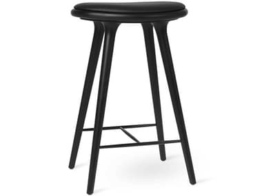 Mater Space Leather Upholstered Black Stain Oak Counter Stool MTR01084