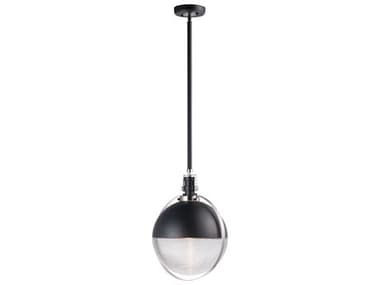 Maxim Lighting Axiom 13" 1-Light Black Satin Nickel Glass LED Globe Pendant MX10080CLBKSN