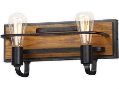 Maxim Lighting Black Forest 15" Wide 2-Light Ashbury Wood Vanity Light MX10302BKASB