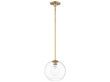 Maxim Lighting Branch 10" 1-Light Natural Aged Brass Glass Globe Round Mini Pendant MX38419CLNAB