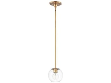 Maxim Lighting Branch 7" 1-Light Natural Aged Brass Glass Globe Round Mini Pendant MX98410CLNAB