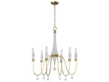 Maxim Lighting Claymore 28" Wide 6-Light Claystone Gold Leaf White Candelabra Chandelier MX22436CSTGL