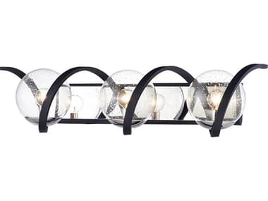 Maxim Lighting Curlicue 30" Wide 3-Light Black Polished Nickel Glass Vanity Light MX35106CDBKPN