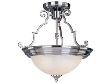 Maxim Lighting Essentials 14" 2-Light Satin Nickel Glass Bowl Semi Flush Mount MX5843MRSN
