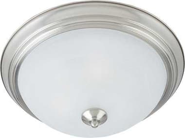 Maxim Lighting Essentials 15" 3-Light Satin Nickel Glass Bell Flush Mount MX5842MRSN