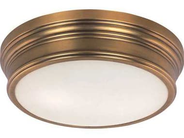 Maxim Lighting Fairmont 13" 2-Light Natural Aged Brass Glass Drum Flush Mount MX22370SWNAB