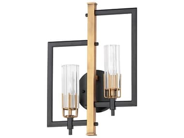 Maxim Lighting Flambeau 18&quot; Tall 2-Light Black Antique Brass Glass Wall Sconce MX16112CLBKAB