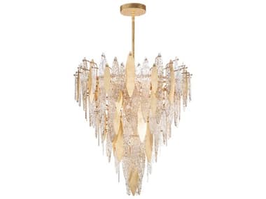Maxim Lighting Majestic 32" Wide 21-Light Gold Leaf Crystal Glass Tiered Chandelier MX32328CLCMPGL