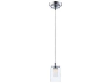 Maxim Lighting Mod 4" 1-Light Satin Nickel Glass LED Cylinder Mini Pendant MX30260CLFTSN