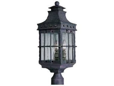 Maxim Lighting Nantucket Country Forge & Seedy Glass 8.5'' Wide Incandescent Three-Light Outdoor Post Light MX30080CDCF