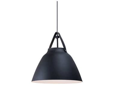Maxim Lighting Nordic 19" 1-Light Tan Leather Black Bell Pendant MX11358TNBK