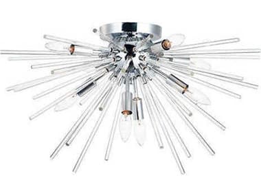 Maxim Lighting Polaris 25" 8-Light Polished Chrome Copper Glass Sputnik Flush Mount MX28660CLPC