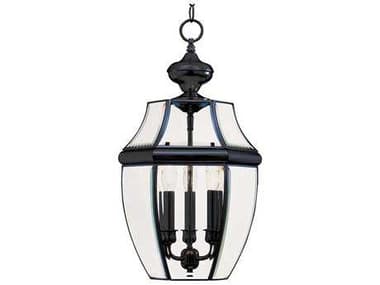 Maxim Lighting South Park Black & Clear Glass Three-Light 12'' Wide Outdoor Hanging Light MX6095CLBK
