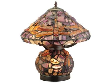 Meyda Dragonfly Jadestone Purple Tiffany Table Lamp MY138107