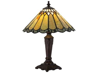 Meyda Jadestone Carousel Accent Bronze Glass Tiffany Table Lamp MY27569