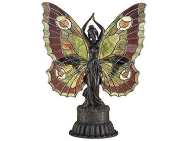 Meyda Butterfly Lady Accent Bronze Glass Tiffany Table Lamp MY48018