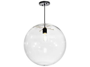 Meyda Bola 18" 1-Light Black Clear Crystal Globe Pendant MY195612