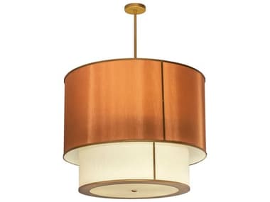 Meyda Cilindro 40" 6-Light Amber White Gold Brown Drum Pendant MY200419
