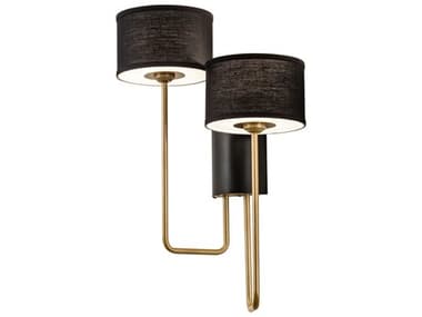 Meyda Cilindro 25" Tall 2-Light Champagne Metallic Textured Black Gold LED Wall Sconce MY195611