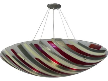 Meyda Metro Fusion 35" 4-Light Nickel Glass Bowl Pendant MY140260