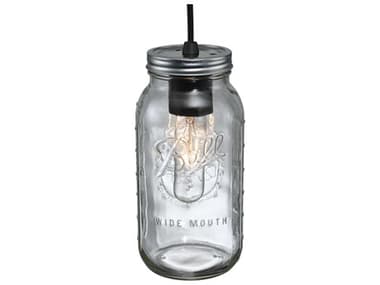 Meyda Mason Jar 4" 1-Light Black Glass Cylinder Lantern Mini Pendant MY120901
