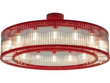 Meyda Deco 48" 16-Light-Light Red Glass Drum Pendant MY132858