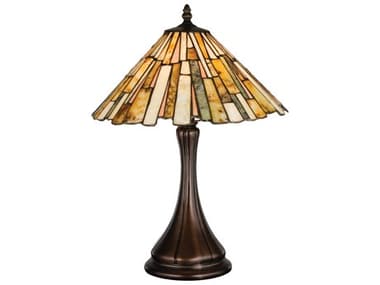 Meyda Jadestone Delta Accent Brown Tiffany Table Lamp MY18868